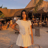 Short Sleeve Button Front Top and Skirt Set