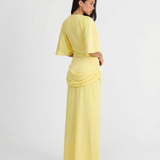 Elegant Draped Maxi Dress Side Slit Evening Dress