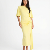 Elegant Draped Maxi Dress Side Slit Evening Dress