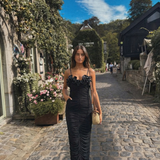 Elegant Ruched Maxi Dress Floral Strap Evening Dress