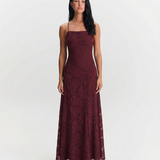 Lace Strappy Back Maxi Dress for Elegant Evening Glamour
