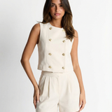 Sleeveless Double Breasted Vest and Shorts Set