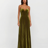 Velvet Sweetheart Neckline Maxi Dress with Elegant Silhouette