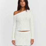 One Shoulder Knit Sweater and Mini Skirt Set