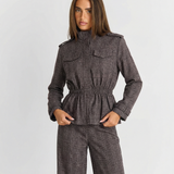 Textured Blazer and Tailored Pants Elegant Suit Outfit