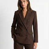 Double Breasted Blazer and Straight Leg Pants Suit Set