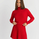 Turtleneck Sweater and Pleated Mini Skirt Elegant Outfit