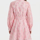 Floral Long Sleeve Wrap Mini Dress Elegant Tie Waist