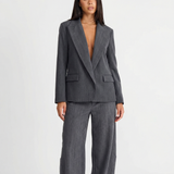Relaxed Fit Blazer and Wide Leg Pants Set