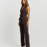 Sleeveless Tailored Vest and Straight Leg Pants Elegant Outfit