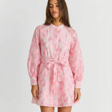 Floral Long Sleeve Wrap Mini Dress Elegant Tie Waist