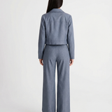 Cropped Jacket and Wide Leg Pants Suit Set