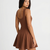 Elegant Lace Up Sleeveless Mini Dress Flared Skirt