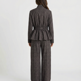 Textured Blazer and Tailored Pants Elegant Suit Outfit