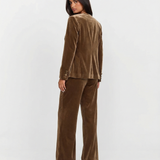 Velvet Blazer and Wide Leg Pants Elegant Two Piece Suit