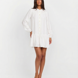 Elegant Long Sleeve Mini Dress Pleated Loose Fit