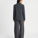 Relaxed Fit Blazer and Wide Leg Pants Set