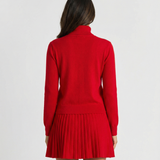 Turtleneck Sweater and Pleated Mini Skirt Elegant Outfit