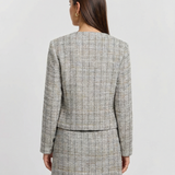 Tweed Cropped Jacket and Mini Skirt Elegant Outfit