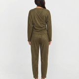 Long Sleeve Draped Top and Tapered Pants Set