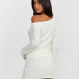 One Shoulder Knit Sweater and Mini Skirt Set