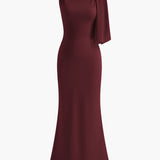Elegant Bow Shoulder Maxi Dress