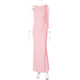 Elegant Bow Shoulder Maxi Dress