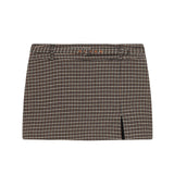 Cable Knit Sweater and Plaid Mini Skirt Elegant Outfit