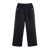 Button Front Cropped Jacket and Tailored Pants Set