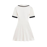 V Neck Short Sleeve Mini Dress with Contrast Trim