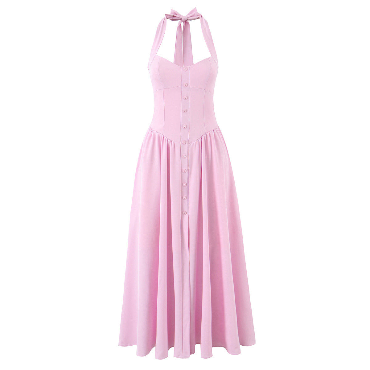 Elegant Halter Neck Maxi Dress Open Back