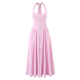 Elegant Halter Neck Maxi Dress Open Back