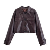 Faux Leather Jacket and Straight Leg Pants Two Piece Set