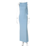 Elegant Bow Shoulder Maxi Dress