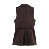 Sleeveless Tailored Vest and Straight Leg Pants Elegant Outfit