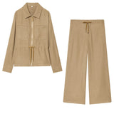 Women's Tailored Blazer and Wide Leg Pants Set Elegant Two Piece Outfit