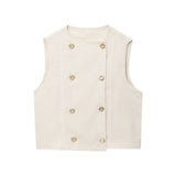 Sleeveless Double Breasted Vest and Shorts Set