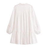 Elegant Long Sleeve Mini Dress Pleated Loose Fit