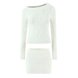 One Shoulder Knit Sweater and Mini Skirt Set