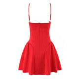 Elegant Flared Mini Dress Spaghetti Strap Party Dress