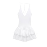 Halter Ruffle Mini Dress Flared Summer Party Dress