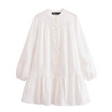 Elegant Long Sleeve Mini Dress Pleated Loose Fit