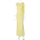Elegant Bow Shoulder Maxi Dress