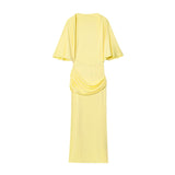 Elegant Draped Maxi Dress Side Slit Evening Dress