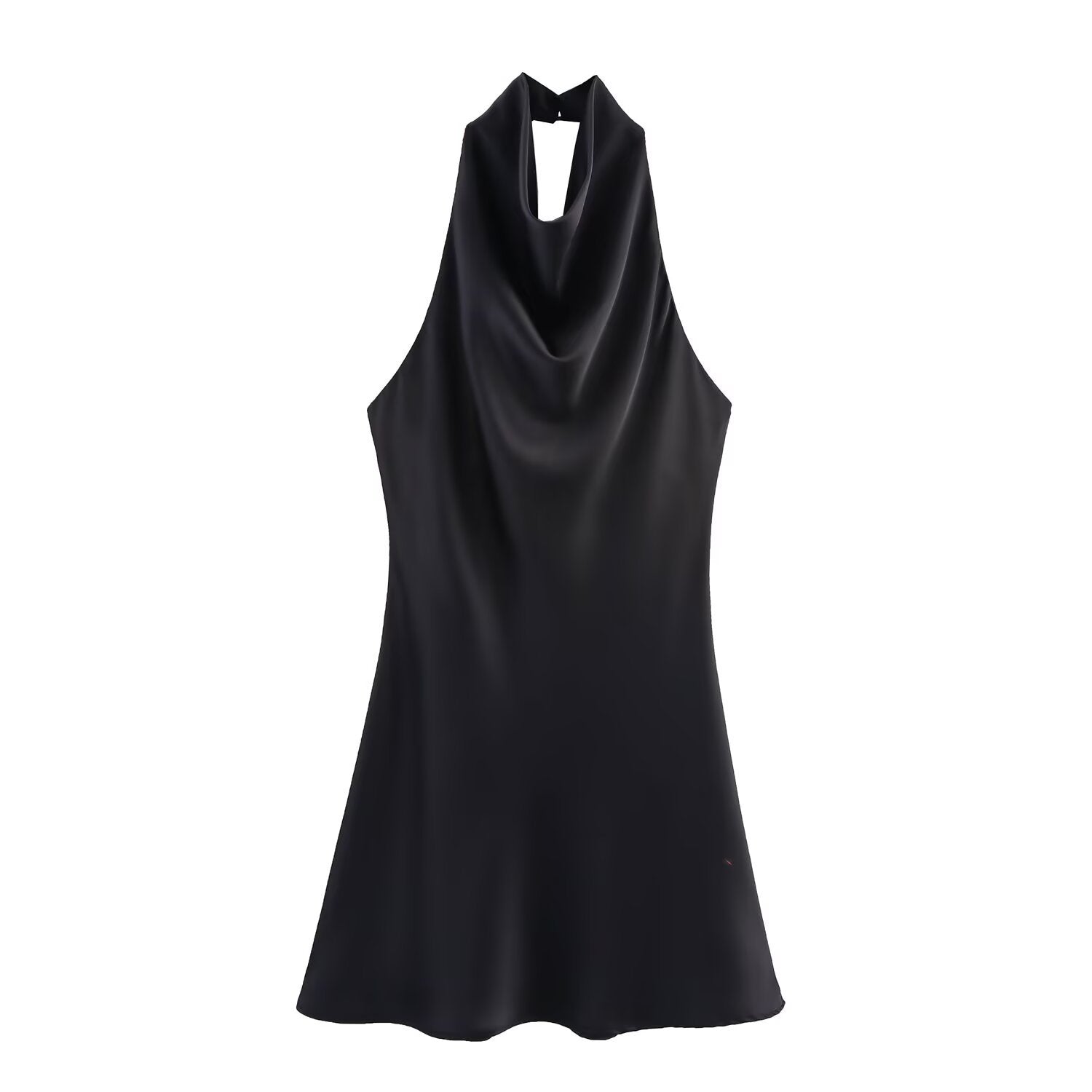 Halter Neck Mini Dress Elegant Draped Party Dress