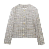 Tweed Cropped Jacket and Mini Skirt Elegant Outfit