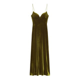 Velvet Sweetheart Neckline Maxi Dress with Elegant Silhouette