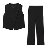 Sleeveless Tailored Vest and Straight Leg Pants Set