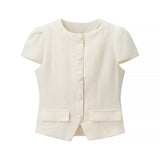 Short Sleeve Button Front Top and Skirt Set