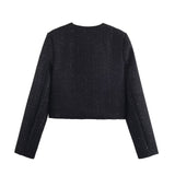 Button Front Cropped Jacket and Tailored Pants Set